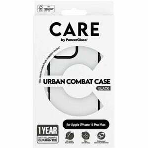 CARE Urban Combat Case for Apple iPhone 16 Pro Max Smartphone - Transparent, Black - Drop Resistant, Scratch Resistant, Sh