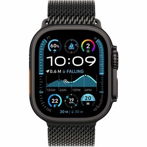 Apple Adjustable Smartwatch Band - 1 - Milanese Design - Medium (M) - Loop Attachment - Black - Titanium, Mesh