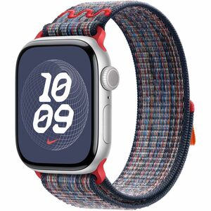 Apple Adjustable Smartwatch Band - 1 - One Size - Hook & Loop Attachment - Blue, Red - Woven Nylon, Nylon Weave