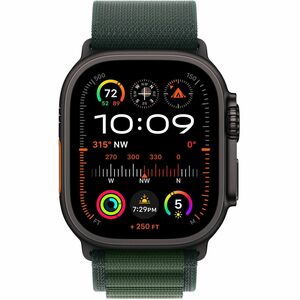 Apple Adjustable Smartwatch Band - 1 - Alpine Design - Large (L) - Hook & Loop Attachment - Dark Green - Woven, Titanium, 