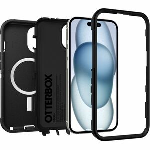 OtterBox Defender Case for Apple iPhone 15, iPhone 14, iPhone 13 Smartphone - Texture Grip - Black - Retail - Damage Resis