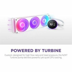 NZXT Kraken Elite 360 RGB RL-KR36E-W2 1 Cooling Fan/Radiator/Pump - CPU, Processor - 127.63m³/h Maximum Airflow - 2400 rpm
