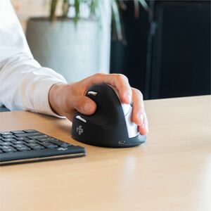 R-Go HE Vertical mouse Maus - USB Typ-A - Optisch - 5 Taste(n) - Schwarz - Kabellos - 10 m - 2,40 GHz - wiederaufladbar - 
