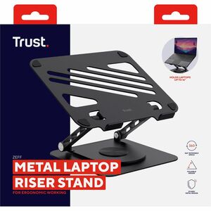 Trust Height Adjustable Notebook Stand - Up to 40.6 cm (16") Screen Support - 10 kg Load Capacity - 4.2 cm Height x 25.9 c