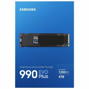 Samsung MZ-V9S4T0. SSD capacity: 4 TB, SSD form factor: M.2, Read speed: 7250 MB/s, Write speed: 6300 MB/s, Component for: PC