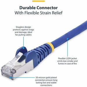 StarTech.com 2m Blue CAT8 Ethernet Cable, Snagless RJ45, 25G/40G 2000MHz, 100W PoE, S/FTP, 26AWG Pure Bare Copper, LSZH Ne