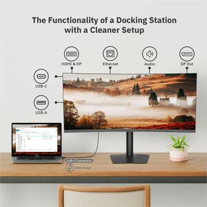 CODi 34" Ultrawide Curved USB-C Monitor with Docking Station - WQHD 3440x1440 - 90W Power Delivery - HDMI, DisplayPort, Et