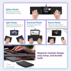 Mobile Pixels Tetra Keyboard - Wireless Connectivity - Bluetooth - 5 - 85 Key(s) - Windows, Mac OS, Android - Notebook - P