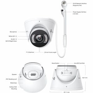 VIGI InSight S485 8 Megapixel 4K Network Camera - Color - Turret - 98.43 ft (30 m) Infrared/Color Night Vision - H.265+, H