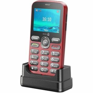 Téléphone portable standard Doro 1880 17 Mo - Écran - Écran QVGA 320 x 240 - Mocor RTOS - Rouge - Barre - 1 Support de SIM