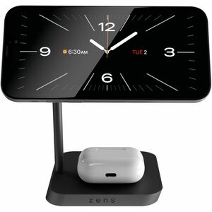 Base d'appoggio Zens - Wireless per iPhone, AirPods, iPhone 12 - 2 Alloggiamento - Qi - Compatibilita carica - Nero