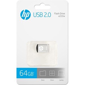 HP v222w 64 GB USB 2.0 Typ A Flash-Laufwerk - Schwarz, Silber - 2 Jahr(e) Garantie