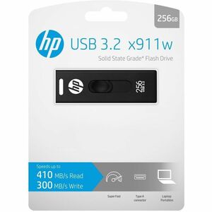 HP x911w 256 GB USB 3.2 Typ A Flash-Laufwerk - Schwarz - 500 MB/s Read Speed - 450 MB/s Write Speed