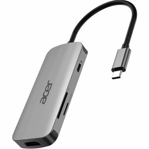 Acer USB-Typ C Docking Station - Ladefunktion - Speicherkartenleser - SD, microSD - Silber - Tragbar - 4K @ 60Hz, 4K - 384