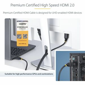 StarTech.com 5 m HDMI A/V Cable - 1 - Cable for Docking Station, Workstation, TV - First End: 1 x HDMI 2.0 Digital Audio/V