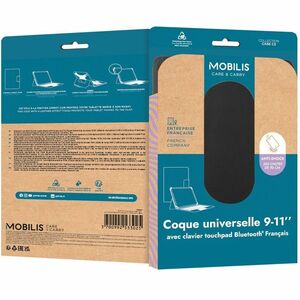 Housse/Clavier MOBILIS Universal pour 22,9 cm (9") à 27,9 cm (11") Tablette - Français Clavier - Noir - Résistant aux choc