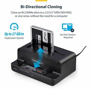 StarTech.com M.2 NVMe to 2.5/3.5" SATA Drive Duplicator, Dual Bay Standalone Cloner/Dock, Bidirectional NVMe to SATA/SATA 