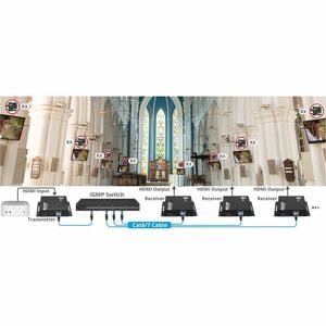 SIIG HDMI 4K30Hz KVM Over IP Extender - 120m(394ft) - Over IP KVM Extender - One to Many - HDMI Loop-out - Downscaler - Lo