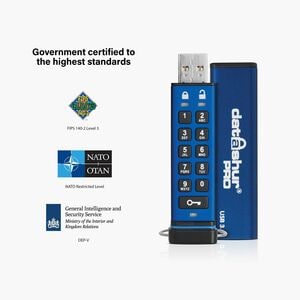 Lecteur flash iStorage datAshur PRO - 4 Go - Bleu - 256-bit AES - 169 Mo/s Read Speed - 135 Mo/s Write Speed