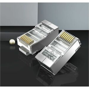 Vention IDB Gold Plated Network Connector - 10 Unit - 1 x RJ-45 Network - Male - Silver, Transparent
