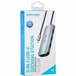 Vention TOD Docking Station for Card Reader, Printer, Flash Drive - Charging Capability - Grey - 4K, HD - 3840 x 2160, 128