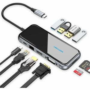 Vention USB Type C Docking Station for Memory Card Reader, U Disk, Monitor, Notebook, Keyboard, Mouse, Camera, Flash Drive