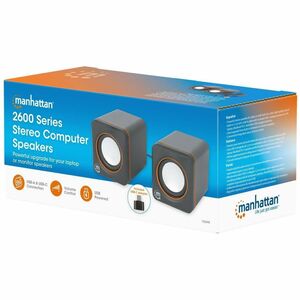 Manhattan Speaker System - 6 W RMS - Black, Orange - Table Mountable, Shelf Mountable - USB