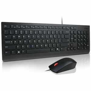 Tastiera e mouse Lenovo Essential - Italiano - USB Tipo A Membrana Cavo Tastiera - Nero - USB Tipo A Cavo Mouse - Ottico -