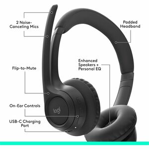 Audifonos Headset-Zone 300-Negro - Bluetooth v 5.3 - Dos microfonos - Batería integrada hasta 16 horas de duración - Carga