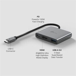 Docking station TP-Link UH3020C USB Type-C per Monitor, Desktop PC, Computer portatile, Tablet PC, Smartphone - Compatibil
