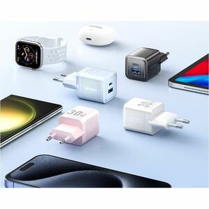Vention FEQ 30 W AC Adapter - Box - Universal Adapter - 1 USB - 1 USB Type-C - For iPhone, Switch - Europe - 120 V AC, 230