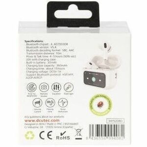 Casque (Oreillette) DCU - True Wireless - Design Intra-auriculaire - Stéréo - Couleur Blanc - Binaural - Intra-auriculaire