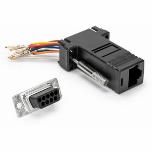 Rocstor DB9 to RJ45 Modular Serial Adapter - Black - 1 x 9-pin DB-9 Serial - Female - 1 x RJ-45 Network - Female - Gold Co
