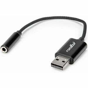 Rocstor USB Type-A to 3.5 mm Headphone Jack Adapter - 7.92" Mini-phone/USB Audio Cable for Headphone, Tablet, PC, Phone, G