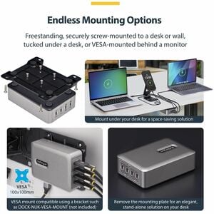 StarTech.com 4-Port Multi-Device USB-C Charger, 240W Total, Single Port 140W EPR, Screw Locking Ports, Ideal for Boardroom