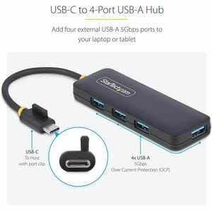 StarTech.com StarTech.com 4-Port USB-C Hub, 5Gbps, USB-C to 4x USB-A, Bus Powered, Small Travel Mini Hub, USB 3.0 Expansio