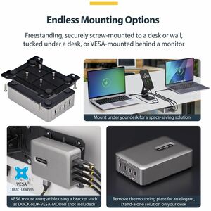 StarTech.com 4-Port USB-C Ladegerät, 140W EPR je Port(Max. 240W), USB C GaN Netzteil mit Schraubsicherung, USBC PD 3.1 Lap