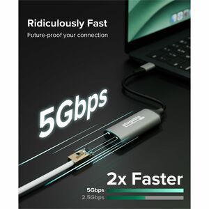 Plugable 5Gbps USB-C Ethernet Adapter - 5000Mbps Wired Network for Windows, macOS, and ChromeOS Laptops and Desktops - Rea