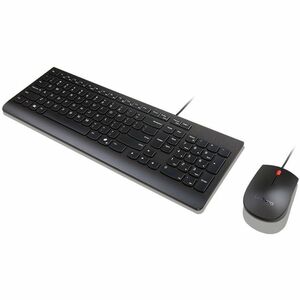 Lenovo Essential Wired Combo Black LA Spanish - USB Type A Membrane Cable Keyboard - Spanish (Latin America) - Black - USB