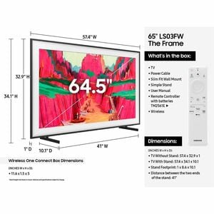 Samsung The Frame Pro QN65LS03FWF 64.5" Smart LED-LCD TV - 4K UHDTV - High Dynamic Range (HDR) - Black - Neo Quantum HDR, 