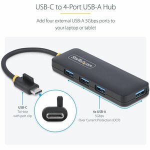 StarTech.com H5C4A-USB-HUB. Hostschnittstelle: USB 3.2 Gen 1 (3.1 Gen 1) Type-C, Hub interfaces: USB 3.2 Gen 1 (3.1 Gen 1)