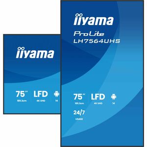 LCD Ecrans à affichages dynamiques iiyama ProLite LH7564UHS-B1AG 1905 mm - 24 Heures/7 Jours Operation - Vertical Alignmen