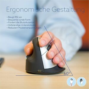 R-Go HE Sport Vertical mouse Maus - Bluetooth - USB Typ-A - Optisch - 5 Taste(n) - Rot - Kabellos - 10 m - 2,40 GHz - wied