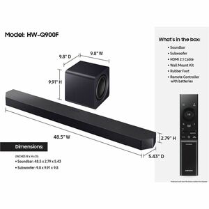 Samsung HW-Q900F 7.1.2 Bluetooth Smart Sound Bar Speaker - 500 W RMS - Google Assistant, Bixby, Alexa Supported - Titan Bl