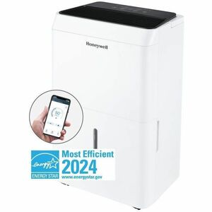 Honeywell TPFIT25AWK 25 Pint Smart Portable Dehumidifier with Alexa Voice Control, White - 1.24 gal Tank - 1500 Sq. ft. - 