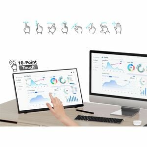 Hannspree HT240CUA 24" Class LED Touchscreen Monitor - 16:9 - 6 ms - 60.5 cm (23.8") Viewable - Projected Capacitive - 10 