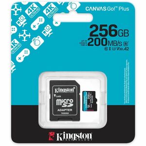 Kingston Canvas Go! Plus 256 GB Class 10/UHS-I (U3) V30 microSDXC - 200 MB/s Read - 160 MB/s Write - Lifetime Warranty