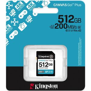 Kingston Canvas Go! Plus 512 GB Class 10/UHS-I (U3) V30 SDXC - 200 MB/s Read - 160 MB/s Write - Lifetime Warranty