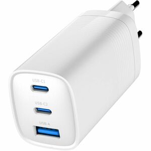 Adattatore CA Gembird - 65 W - 1 USB - 2 USB Type-C - Per iPhone - 120 V AC, 230 V ca Ingresso - 5 V DC, 9 V DC, 12 V DC, 