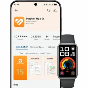 Huawei Band 10 Smart Band - Rectangular Case Shape - Black Case Color - Black Band Color - Polymer Case Material - Fluoroe